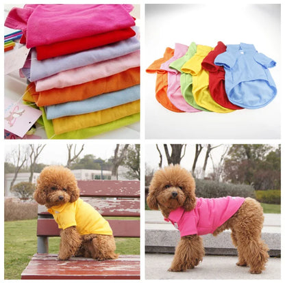 Candy Color Cute Pet Puppy Polo Collar Dog Shirt Small Dog Cat Pet Clothes Fashion Pet Vest Clothes Costume Teddy T-Shirt XS-XL