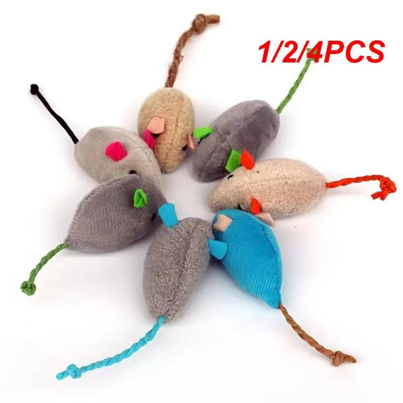 1/2/4PCS Pet Toy Catnip Mice Cats Toys Fun Plush Mouse Cat Toy For Kitten Colorful Cute Plush Interactive False Mouse Pet Cat