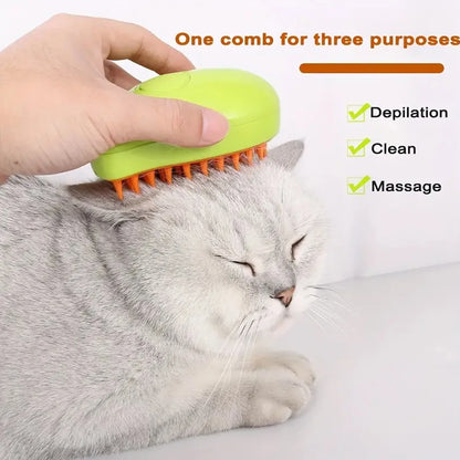 Cat Steamy Brush Dog Massage Comb Built-in Electric Water Spray Soft Silicone Pet Hair Removal Grooming Brush Cat Accessories