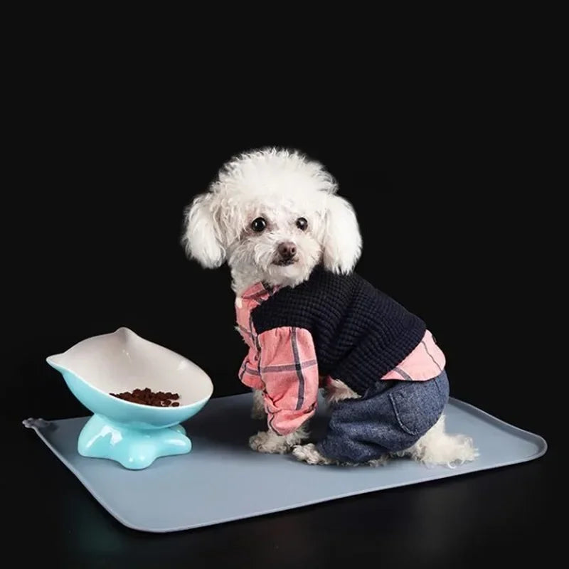 Waterproof Pet Mat for Dog Cat Solid Color Silicone Pet Food Pad Bowl Drinking Mat Dog Feeding Placemat Easy Washing Nontoxic