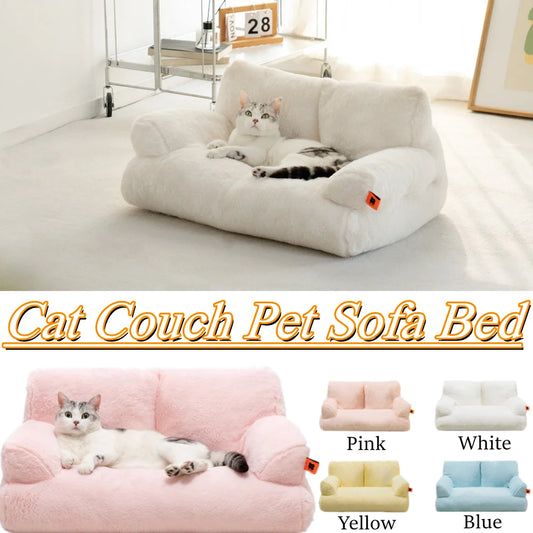 Pet Couch Bed,Washable Cat Beds for Medium Small Dogs & Cats,Durable Dog Beds with Non-Slip Bottom,All-season Fluffy Cat Couch