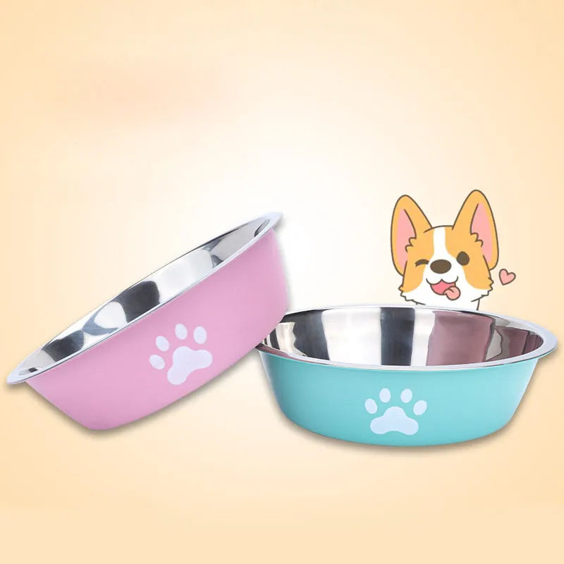 Pet Cat Feeding Bowl Stainless Steel Non-slip Feeder Bowl Food Water Feeder Drop-resistant Layer Cat Dog Bowl Pets Accessories