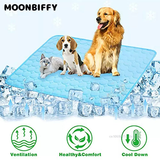 Pet Dog Ice Silk Pad Breathable Cooling Mat Cat Cushion Supplies Large and Small Dog Machine Washable Seat Prevent Sunstroke