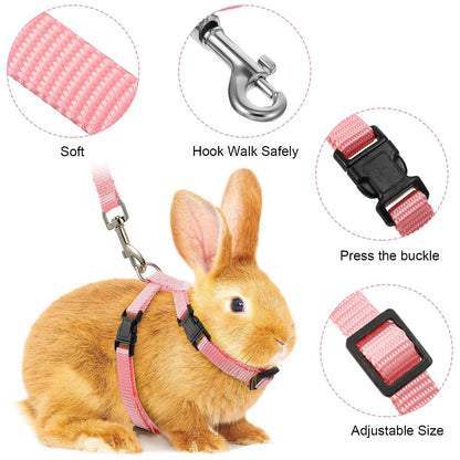 Pet Harness Leash Adjustable Rabbit Harness Nylon Harnesse for Bunny Kitten Pet Outdoor Walking Pet Supplies Rabbit Accessories