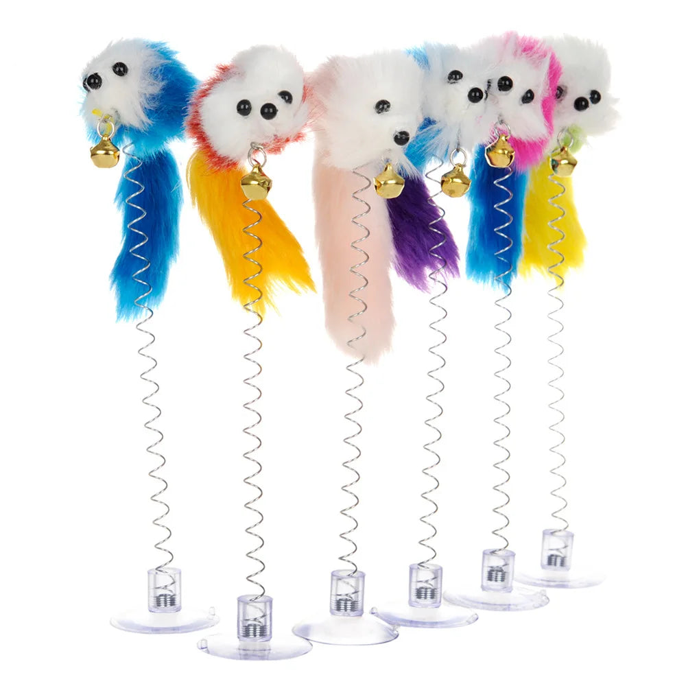 Cartoon Pet Cat Toy Stick Feather Rod Mouse Toy with Mini Bell Cat Catcher Teaser Interactive Cat Toy Kitten игрушки для кошек