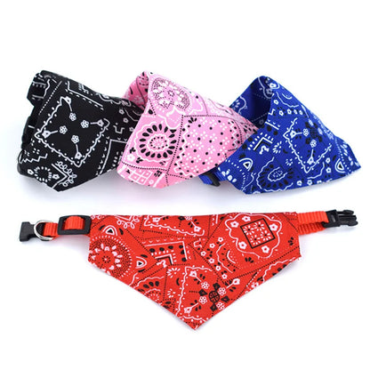 Pet Dog Neck Scarf Puppy Cat Dog Collar Bandana Collar Scarf with Leather Collar Cute Adjustable Small Dog Collars Pet Puppy Cat