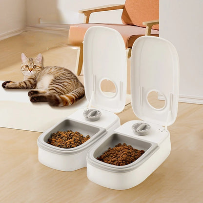 Pet Automatic Timing Feeder 350ML Large Capacity Dry&Wet Food Container Electric Dog Double Dish Bowl For Cats Dogs KOOBDIN