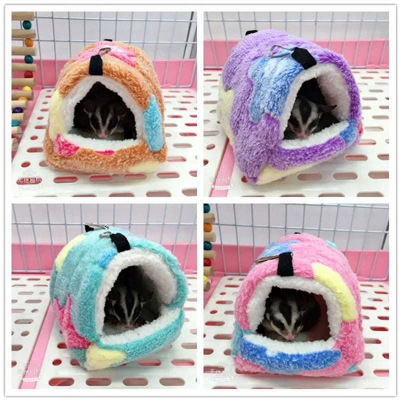 Cute Hamster House Winter Thickening Warm Soft Beds New Bread Small Animal Nest for Hamster Hedgehog Rabbit Pet Accessories 2023