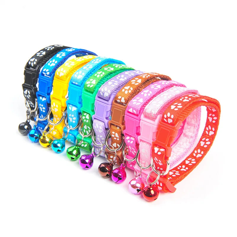 Fashion Pet Cats Colorful Cute Kitten Collar With Bell Puppy Cat Accessories Adjustable Safety Bell Ring Necklace For Cat Dog