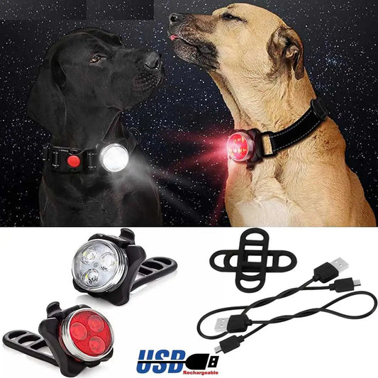 Safety Dog LED Light 4 Modes USB Rechargeable Aluminum Alloy Waterproof Outdoor Night for Pet Collar Harness Leash Accessories