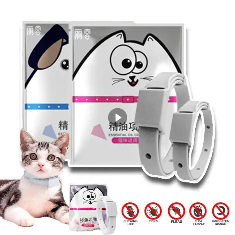 Dog & Cat Collar Flea & Tick Prevention Adjustable Pet Collar Pest Control Protect Rubber Flea Killer Collar Pet Accessories