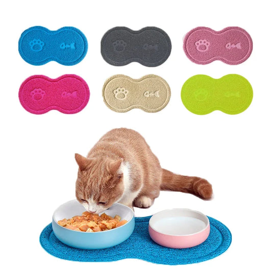 Cloud Shape Pet Cat Dog Feeding Mat Pad Solid Paw Fishbone Pattern Dish Bowl Antislip Placemat Easy Washing Pet Accessories