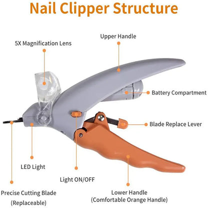 Professional Pet Nail Clipper Scissors With LED Light Cat Dog Nail Clippers Tool Scissors Nail Toeclaw Cutter Scissors Pet Suppl